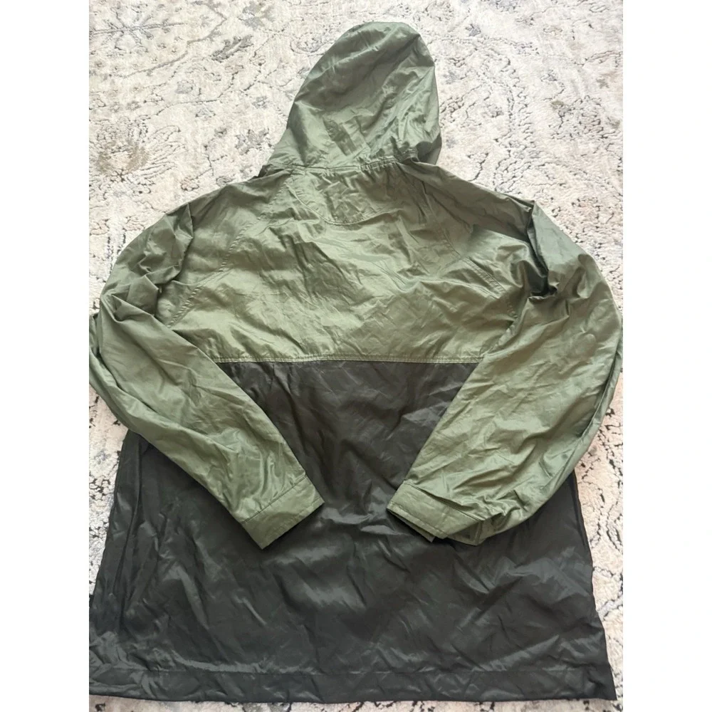 Vintage Gap Anorak Windbreaker Jacket Youth  XXL Olive Black Lined 1/4  Hooded
